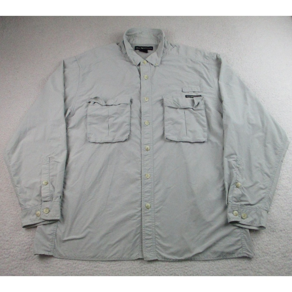 ExOfficio Shirt Mens XL Gray Vented Mesh Back Button Down Long Sleeve‎ Fishing